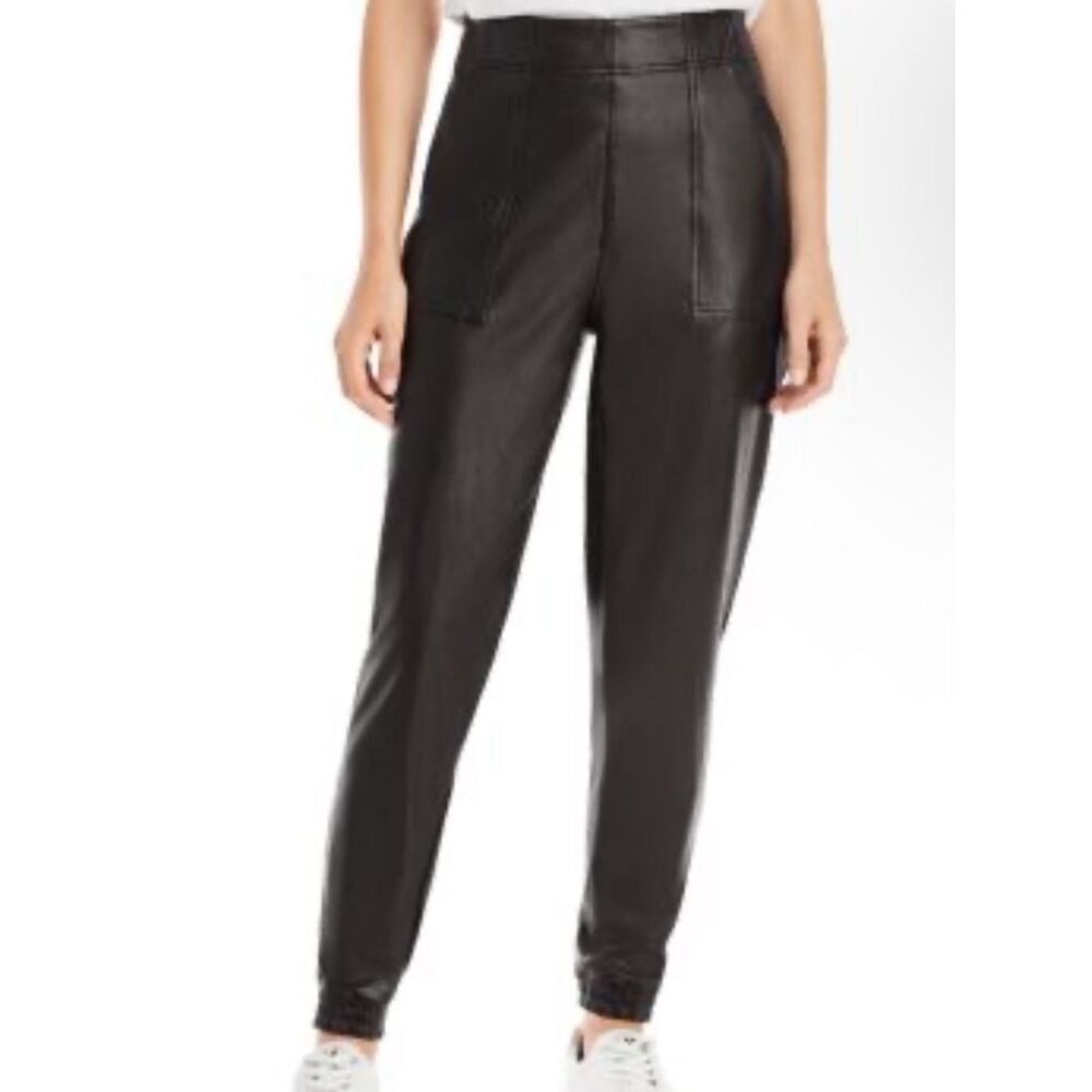 Spanx Black Faux Leather Jogger Pants